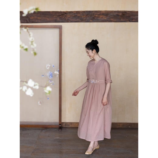 牧衣游原创 重工手绣纯棉连衣裙女夏季新品宽松复古文艺长裙 山也 商品图2