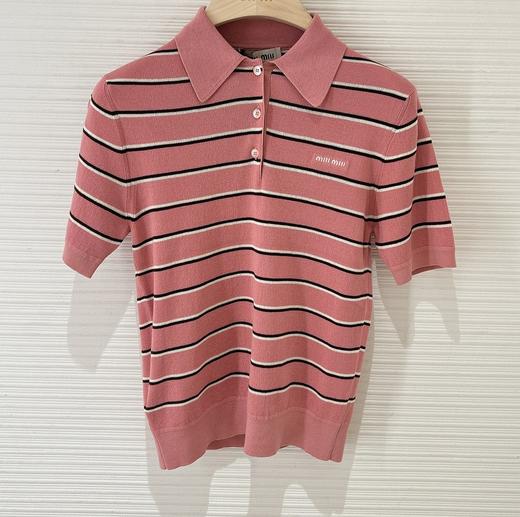 女款条纹短袖针织polo衫fe017 商品图0