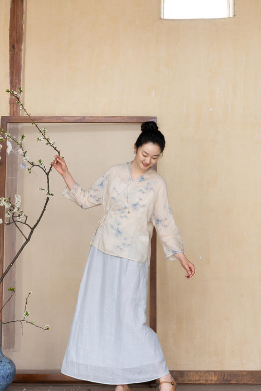 牧衣游原创 匹绣苎麻外套新款轻薄系带宽松质朴文艺复古开衫 遥里 商品图5