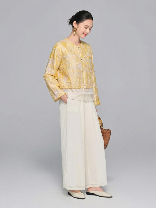 「自」全新升级【铂金会员321/天猫429/差价108】(84528)洛诗琳新中式重工刺绣外套2026新款复古提花国风钉珠上衣 商品图1