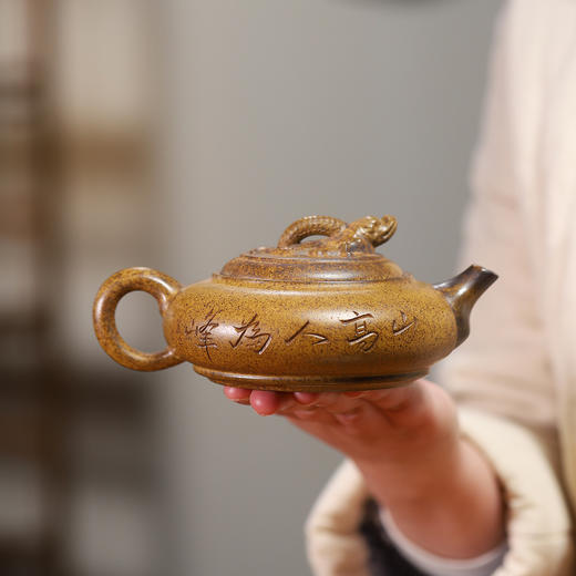 宜兴原矿龙骨金砂灵宝紫砂壶一壶两杯送龙井茶 商品图4