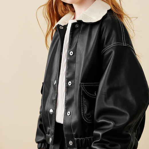 迷你巴拉巴拉女童柔软耐造皮衣外套可拆卸儿童外衣2026春新品 商品图4