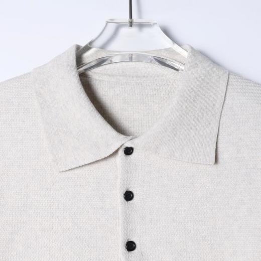 SDSA男装2026高贵轻奢老钱风简约纯色华夫格针织翻领短袖T恤百搭 商品图1