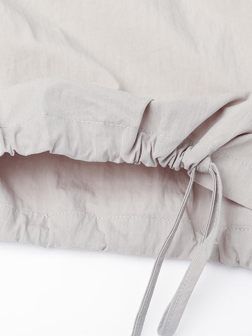 轻奢高级感浅灰色工装套装女 抽绳短款翻领衬衫 + 大口袋 A 字半身裙 小个子通勤气质两件套 商品图3