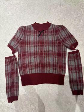 【门店同款】ENJOY冬季JR袖套格子两件套毛衣 160358845