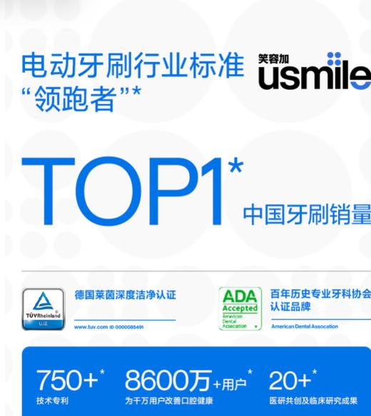 usmile笑容加智能电动牙刷 AI智能化新动力大摆幅 Y30云暮紫 送男友送女友送父母 生日礼物 商品图9