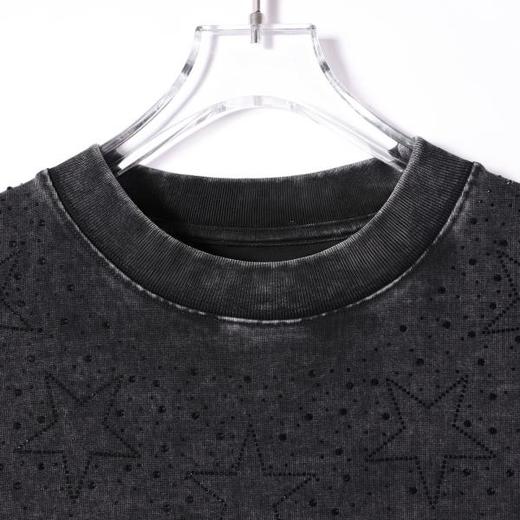 SDSA男装2026新款高贵轻奢美式复古星星烫钻短袖宽松圆领 T 恤 商品图2