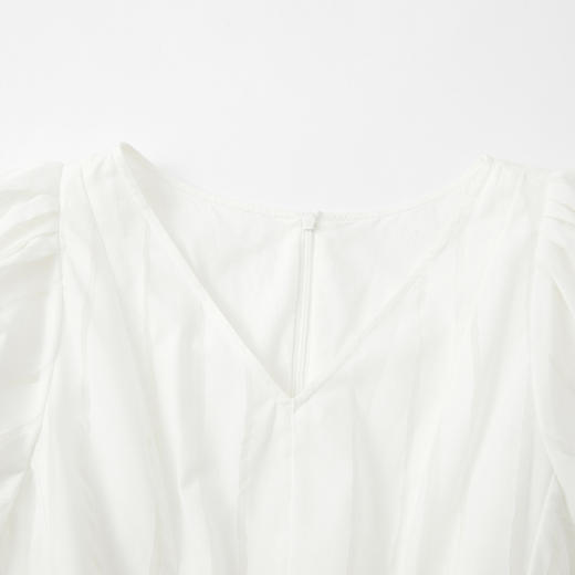 谜底V领连衣裙短袖2026夏季新品泡泡袖少女感编织腰带女262ML0530 商品图3