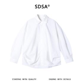 SDSA男装2026新款高贵轻奢韩系纯色双层领宽松长袖衬衫百搭痞帅