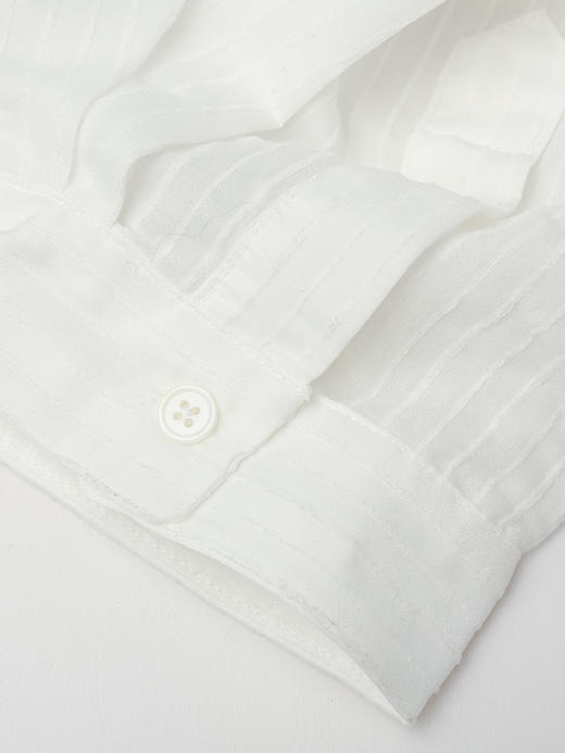 式慵懒风白色条纹天丝衬衫女 翻领中袖刺绣口袋宽松防晒衫 小个子通勤百搭上衣 商品图4