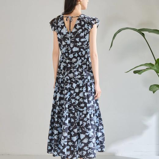 「高货sh」全新升级【铂金会员293/天猫399/差价106】(72934)洛诗琳法式碎花荷叶边连衣裙2026新款长绒棉V领无袖拼接裙 商品图4