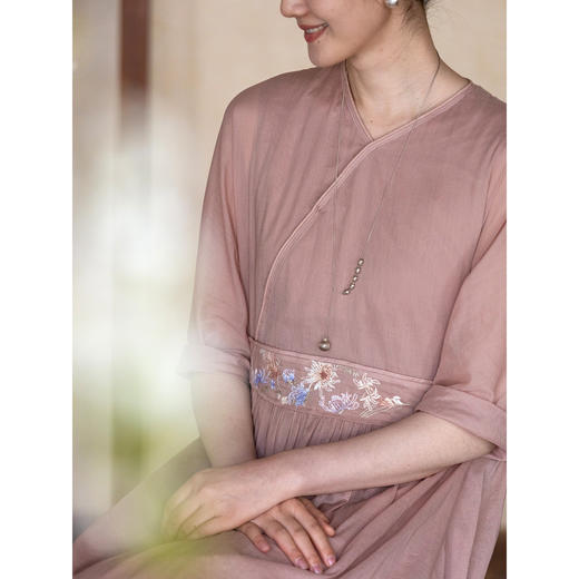 牧衣游原创 重工手绣纯棉连衣裙女夏季新品宽松复古文艺长裙 山也 商品图1