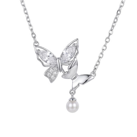 【宏艺珠宝】蝶舞清辉·银s925项链 商品图0