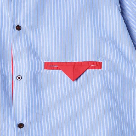 SDSA男装2026新款高贵轻奢潮牌复古风撞色竖条纹宽松短袖衬衫 商品图3