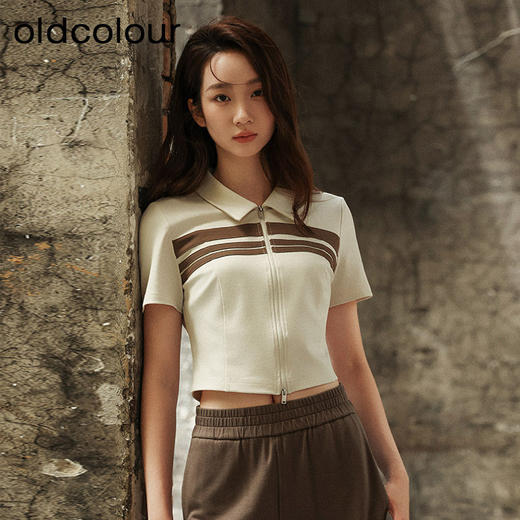 oldcolour夏季新品修身显瘦设计感气质百搭短袖T恤Q290202A1 商品图2
