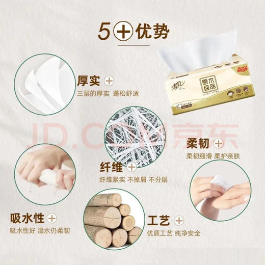 洁柔清风抽纸4包一提3层110抽四包餐巾纸面巾纸抽提装 商品图3