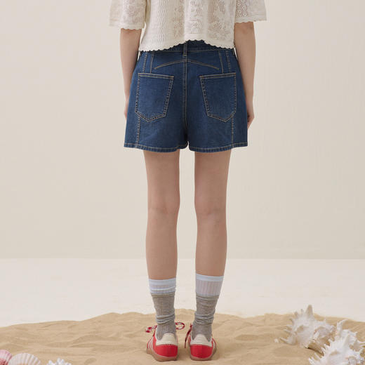 谜底撞色车缝牛仔裤短裤2026夏季新品编织绳饰挂件A型女262MJ0465 商品图2