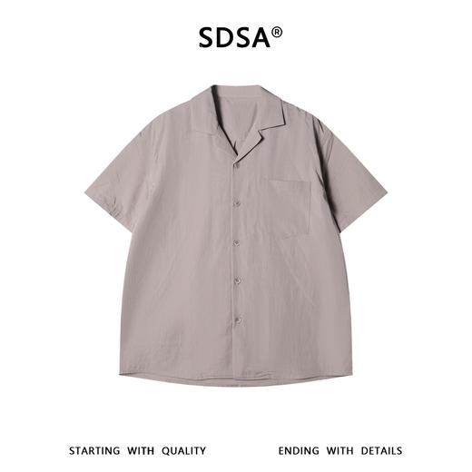 SDSA男装2026新款高贵轻奢古巴领短袖衬衫宽松落肩休闲上衣 商品图0
