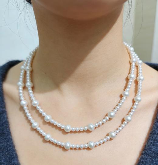 大小珠毛衣链 8mm+4mm淡水珍珠 可作双层 秋冬氛围感 [发：28] 商品图1