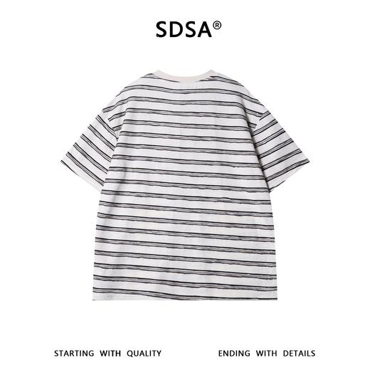 SDSA男装2026新款高贵轻奢美式简约立体条纹圆领短袖T恤百搭时尚 商品图4