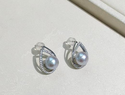 【真多麻】8mm海水珍珠纯银耳钉 高级灰 气质通勤 [发：47] 商品图0
