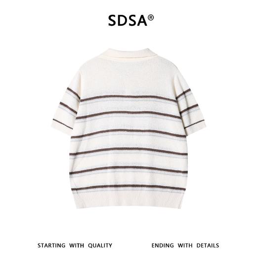 SDSA男装2026新款高贵轻奢慵懒风条纹肌理感针织翻领短袖T恤百搭 商品图4