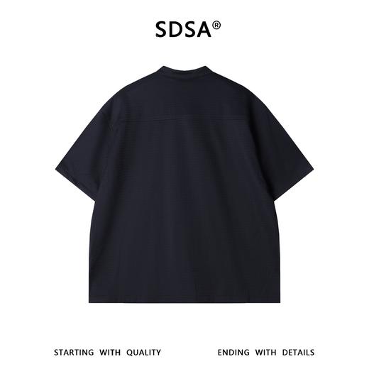 SDSA男装2026新款高贵轻奢极简风华夫格肌理立领短袖衬衫百搭休闲 商品图4