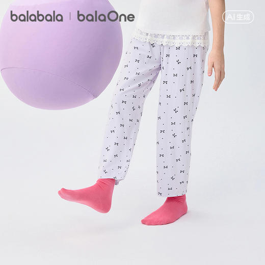 巴拉巴拉女童裤子夏季新款儿童睡裤防着凉甜美蕾丝边家居裤轻薄 商品图2