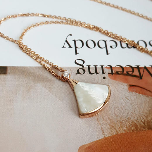 【95新】BVLGARI宝格丽DIVAS’DREAM系列350581玫瑰金单钻小号白贝母扇子项链 链长约44cm女士200326NJ03 商品图1