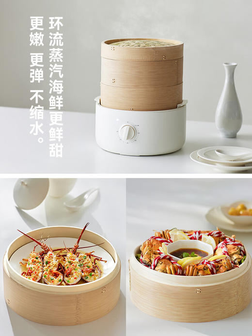【新品小家电】中国olayks.立时2L两层竹笼电蒸锅OLK-03-02A DZG03003  5.2L 款（双层24cm宽竹笼）适3-4人 商品图0