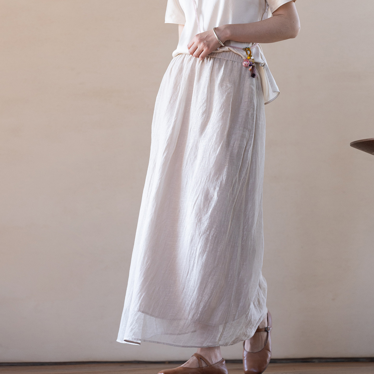 牧衣游原创 棉麻半身裙女夏新款轻薄柔软宽松百搭休闲A字裙 舒意