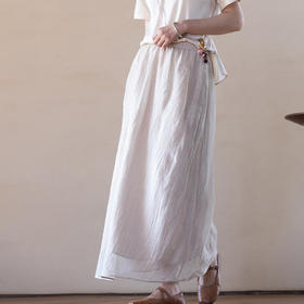 牧衣游原创 棉麻半身裙女夏新款轻薄柔软宽松百搭休闲A字裙 舒意