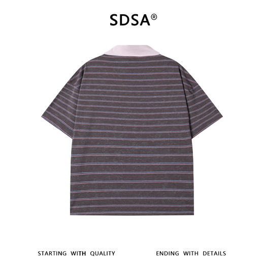 SDSA男装2026新款高贵轻奢韩系撞色条纹刺绣字母翻领短袖T恤百搭 商品图1
