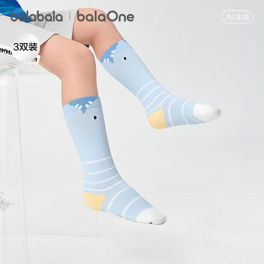 巴拉巴拉宝宝袜子夏季新款网眼透气薄婴幼儿长筒袜防蚊舒适三双装 商品图1
