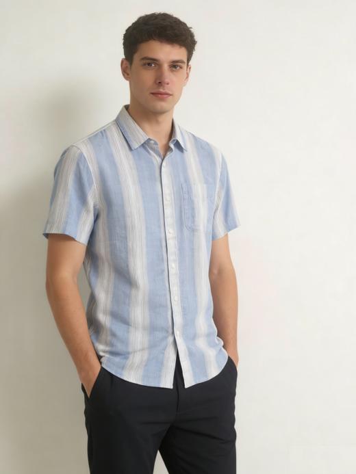 佐丹奴男装26年新款棉麻短袖衬衫01046412 商品图1