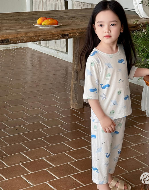 【29.9元/套】优可丝儿童家居服套装夏季男童女童套装夏季居家七分袖套装 商品图4