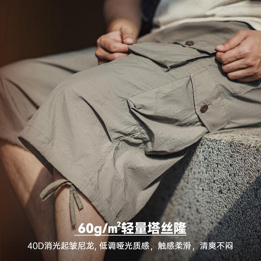 马登工装美式复古塔丝隆短裤日系通勤宽松多口袋cargo五分裤男夏 商品图2