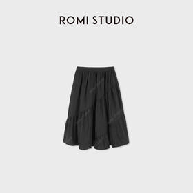 ROMI STUDIO“灵动优雅"哑光垂坠感抽褶松紧腰A字半身裙RWDSXU2616