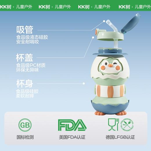KK树小企鹅软壳水杯儿童可折叠杯子硅胶大肚杯宝宝喝水专用吸管杯小企鹅软壳杯 商品图2