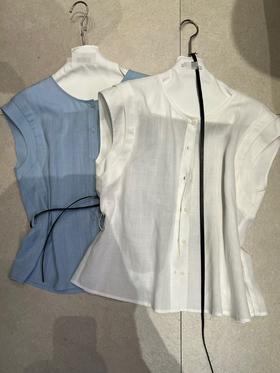 【门店同款】ENJOY夏季简约飞袖腰带上衣 162847765