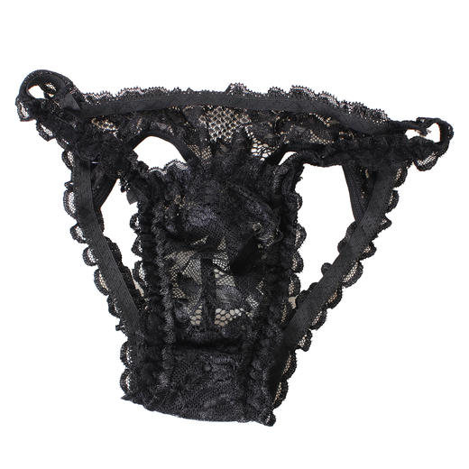 漫渺露臀蕾丝内裤女低腰缕空情趣透明网纱蝴蝶结内裤女开档免脱女 商品图2