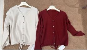 【门店同款】ENJOY秋季韩系下摆抽绳针织开衫 166600073