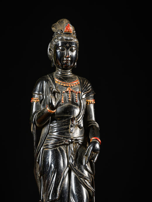 清	紫檀漆金观音像 商品图2