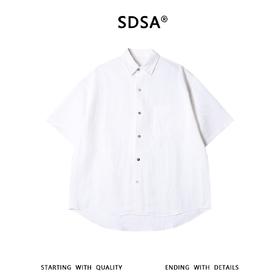 SDSA男装2026新款高贵轻奢潮牌极简风基础款弧形下摆宽松短袖衬衫