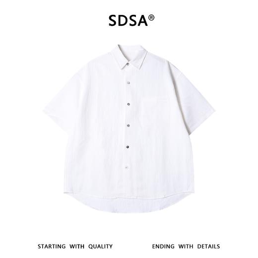 SDSA男装2026新款高贵轻奢潮牌极简风基础款弧形下摆宽松短袖衬衫 商品图0