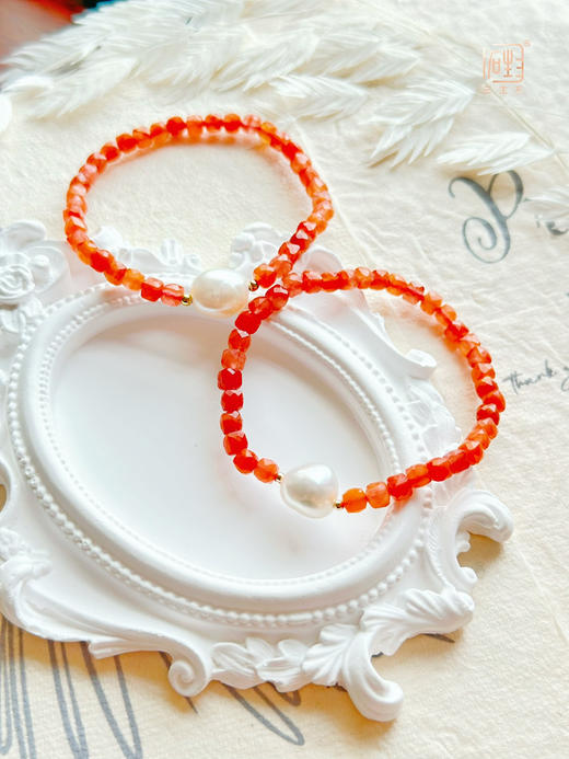 春日绽放 | 天然南红“方糖”巴洛克珍珠设计手链 商品图2