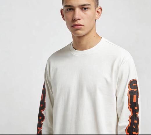 F040307春夏季新款复古做旧男女同款双臂彩色印花字母宽松长袖T恤 商品图8