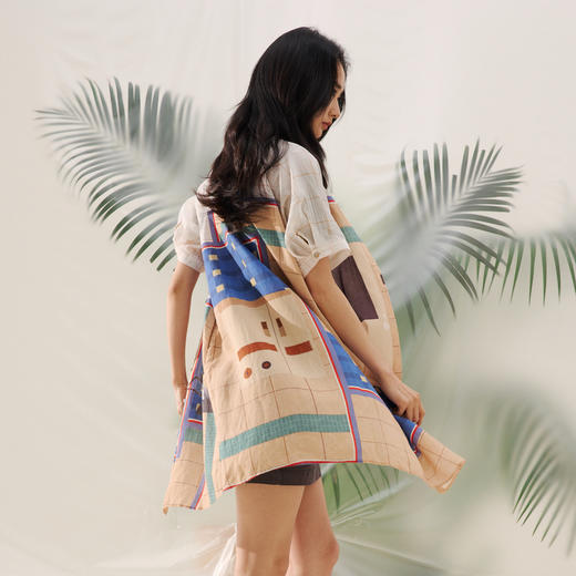 谜底艺术印花连衣裙短袖2026夏新品拼色百搭H型衬衫裙女262ML0642 商品图2