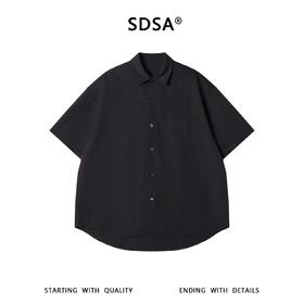 SDSA男装2026新款高贵轻奢潮牌极简风基础款弧形下摆宽松短袖衬衫