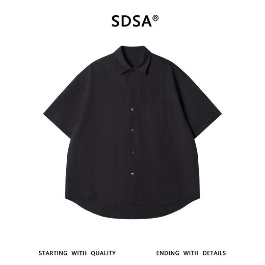 SDSA男装2026新款高贵轻奢潮牌极简风基础款弧形下摆宽松短袖衬衫 商品图0